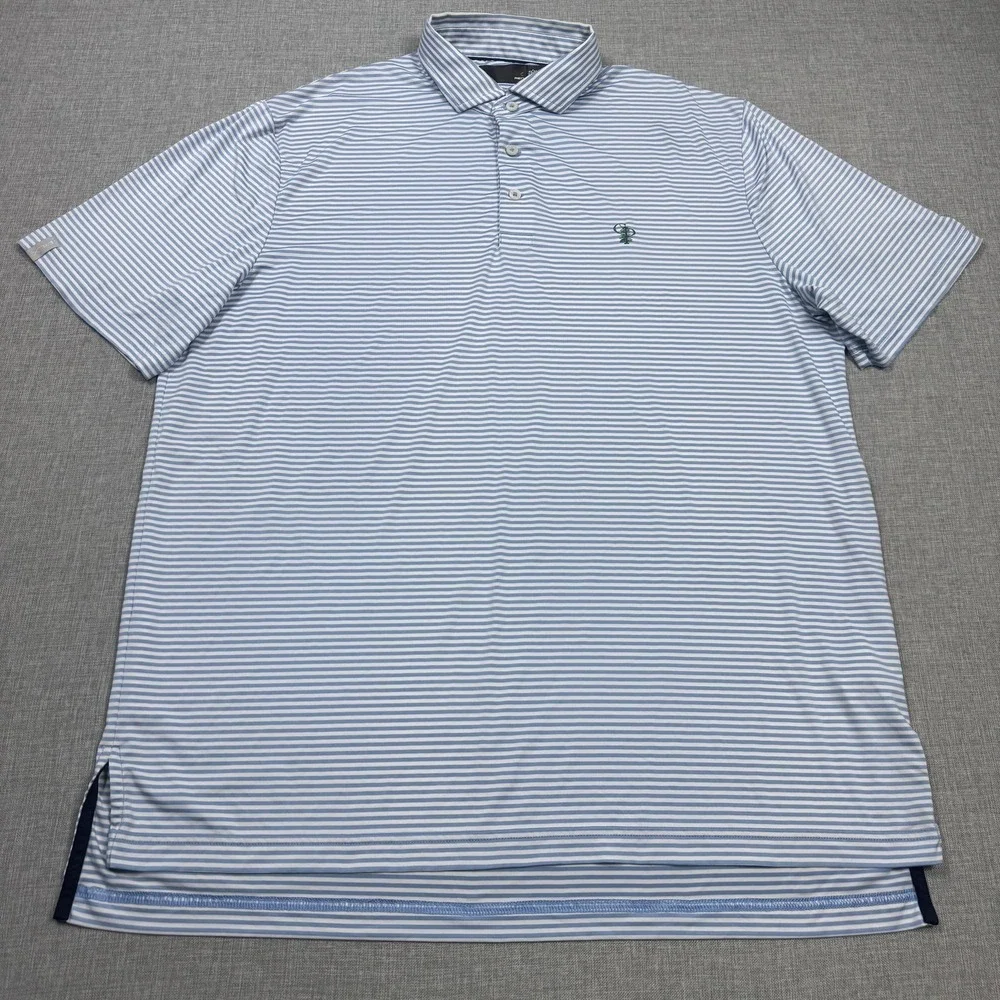 Ralph Lauren RLX Calusa Pines Golf Course Polo Shirt Mens Large Blue Striped